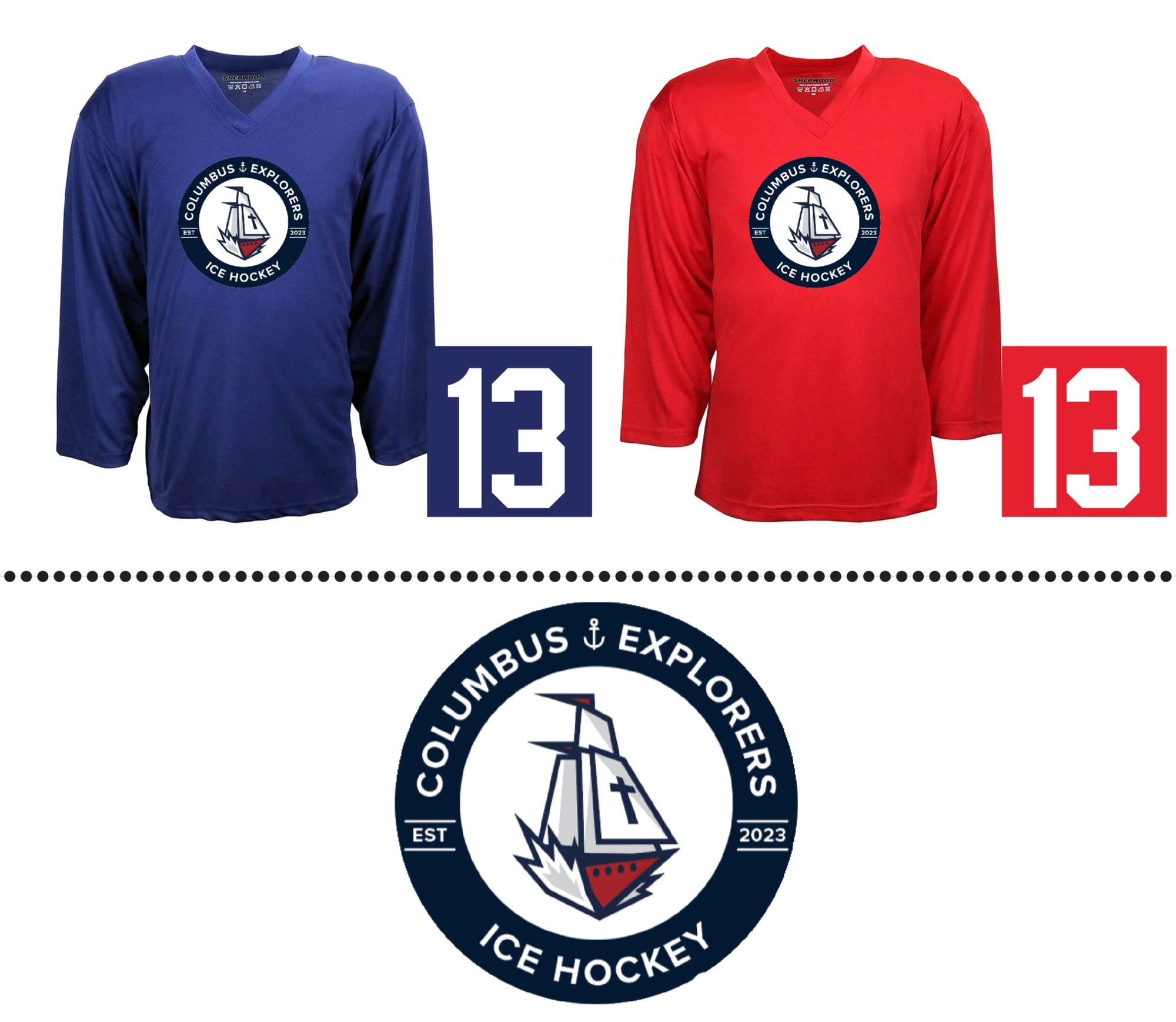 Christopher Columbus Explorers Official Ice Hockey Center Ice Practice Jersey