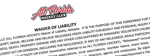 WAIVER OF LIABILITY